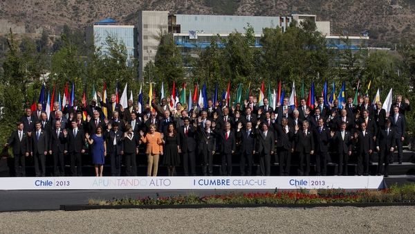 Leaders pose for the 'family photograph' at the summit