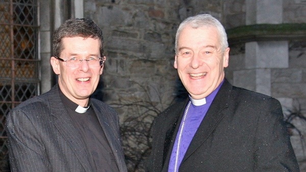 Bishop Elect of Meath and Kildare, the Venerable Leslie Stevenson (L) with Archbishop of Dublin, the Most Revd Dr Michael Jackson, outside Christ Church Cathedral