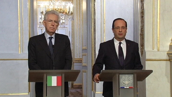 Francois Hollande (right) said the increasing strength of the euro is concerning