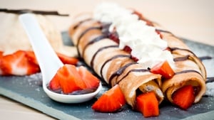Strawberry and Chocolate Filled-Pancakes