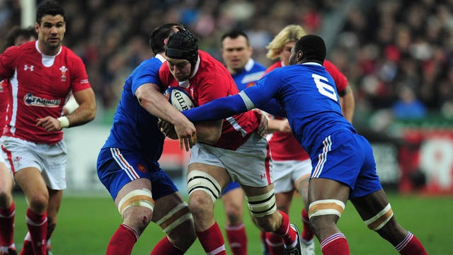 Ryan Jones attacks for Wales with ball-in-hand