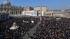 Larger than normal crowds attended the prayers in St Peter's Square
