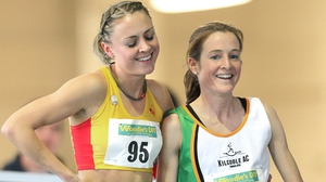 Fionnula Britton (right) beat Kerry Harty (left) in the final of the women's 1500m