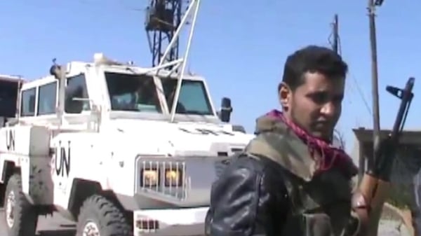 Footage posted on the internet showed rebels standing around UN vehicles