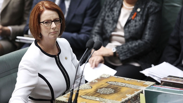 Julia Gillard made the apology at Parliament House in Canberra in the presence of hundreds of victims