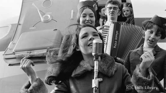 Dana returns home having won the Eurovision Song Contest for Ireland for the first time in 1970.