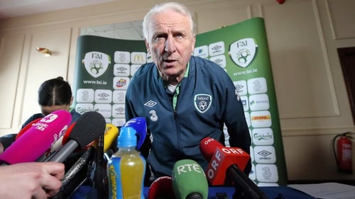 Giovanni Trapattoni at this afternoon's news conference