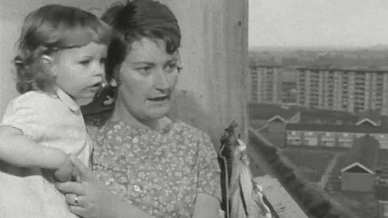 Adelaide Waldron and daughter on the balcony of their Ballymun home.