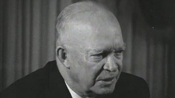 General Dwight Eisenhower gives a press conference in Dublin 1962.