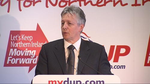 DUP leader Peter Robinson was addressing the party's spring conference in Enniskillen