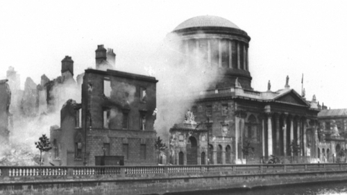 The newsreels include footage of the shelling of the Four Courts by the Irish Free State Army
