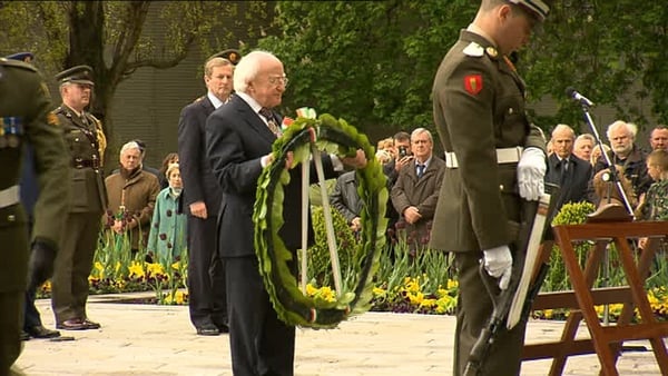 President Higgins laid a wreath to commemorate those who died during the Easter Rising