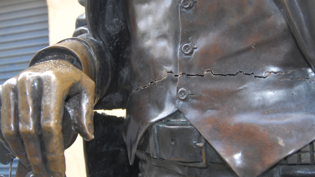 The damage that was caused to the statue by vandals in May