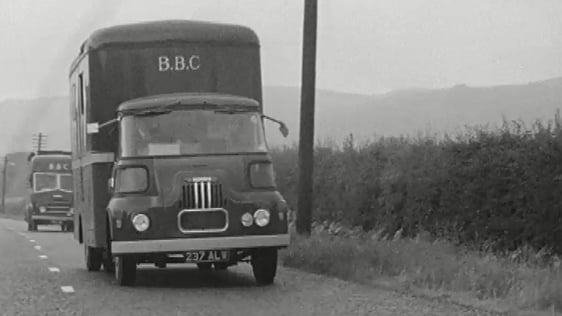 BBC vans on the road to Dublin to cover President Kennedy's visit, 1963