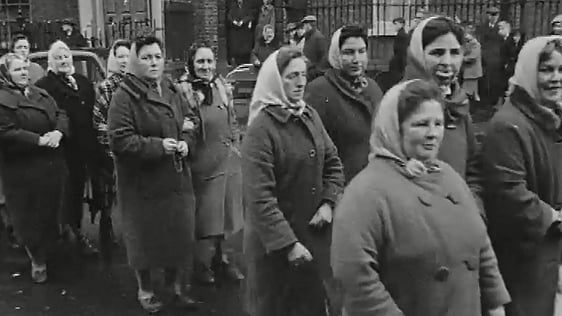 Dubliners going to a mass for President Kennedy, 1963