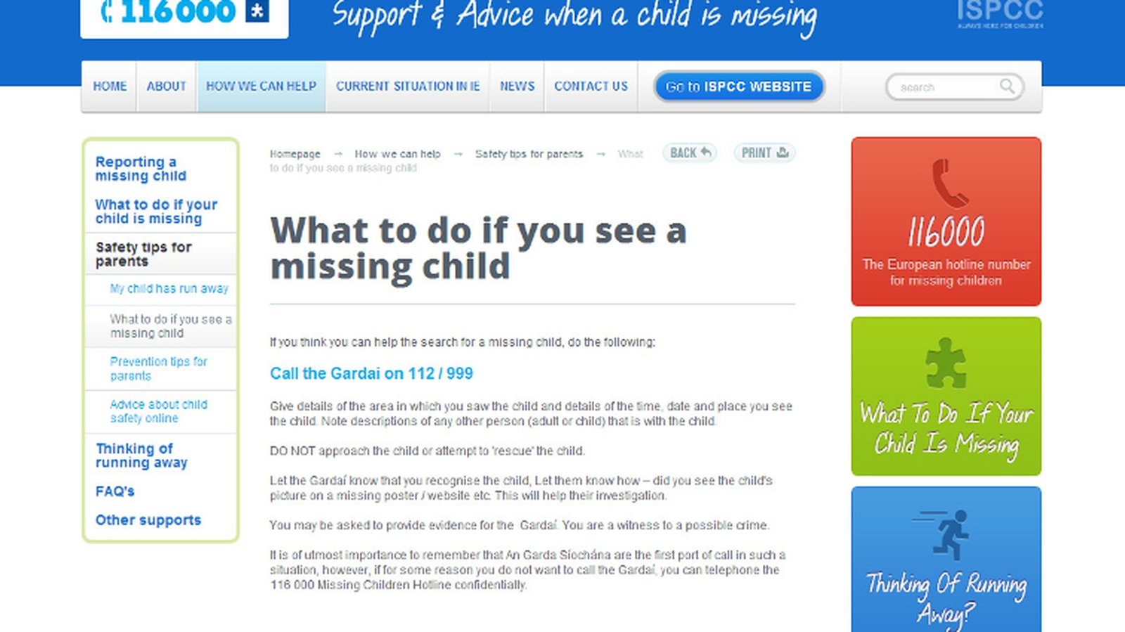 Helpline set up for families of missing children
