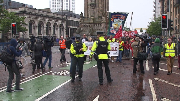 The PSNI monitored the march as it made its way through Belfast