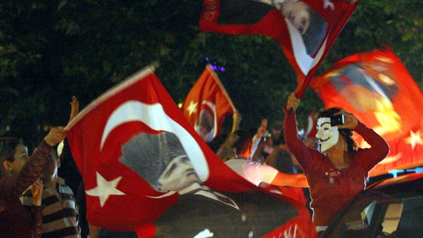 Anti-government protesters chanted slogans and waved flags during a demonstration in Ankara
