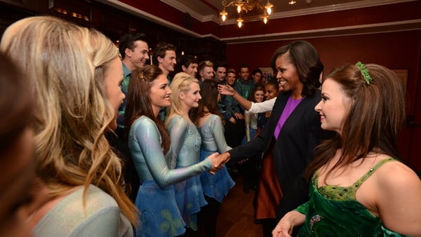 The Riverdance team meet US First Lady Michelle Obama