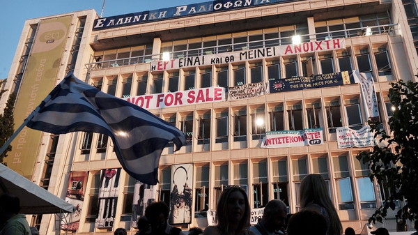 Protests have continued outside the headquarters of ERT since it was pulled off the air
