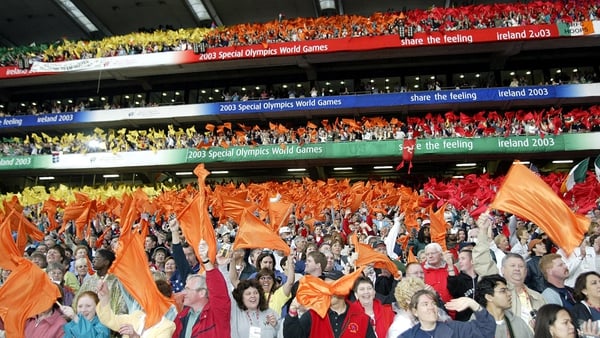 Athletes and spectators at the Opening Ceremony of the 2003 Special Olympics at Croke Park.