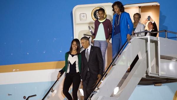 Barack Obama and his family arrived in South Africa last night