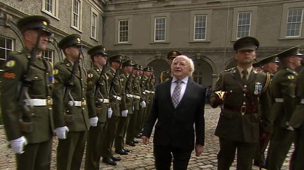 President Michael D Higgins inspected a guard of honour at Kilmainham