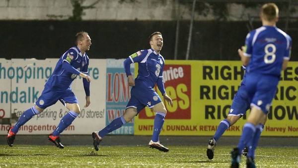 Waterford United's Ben Ryan celebrates scoring against Dundalk