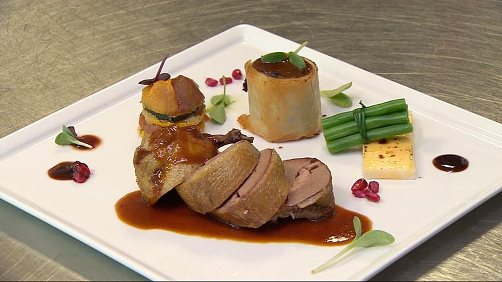 Pigeon Confit, Celeriac & Sweet Potato Flan
