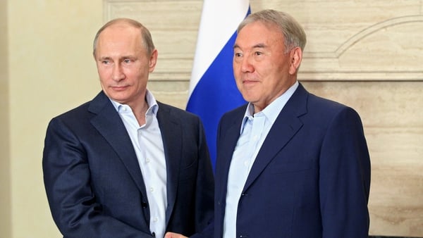 President Nursultan Nazarbayev, seen here with Russian President Vladimir Putin, has ruled the country for over two decades