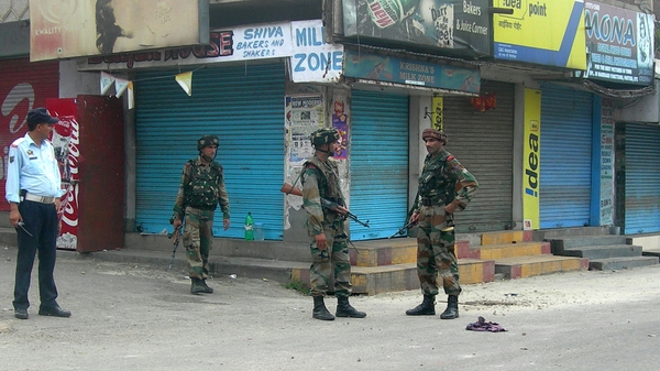 Indian soldiers on patrol in the contested Kashmir region