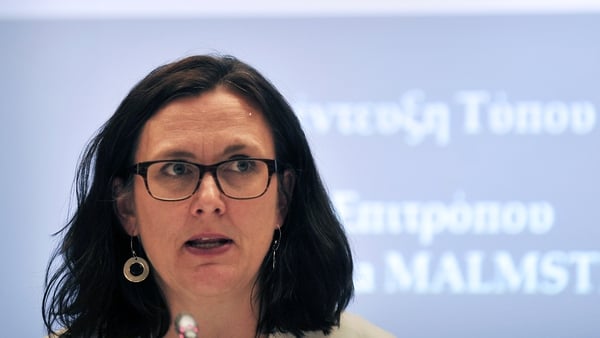 European Trade Commissioner Cecilia Malmstrom addressed the Davos gathering today