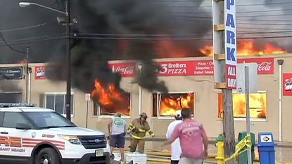 The fire started in a custard shop and quickly spread
