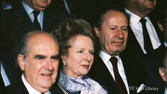 Who are the two men either side of Margaret Thatcher?