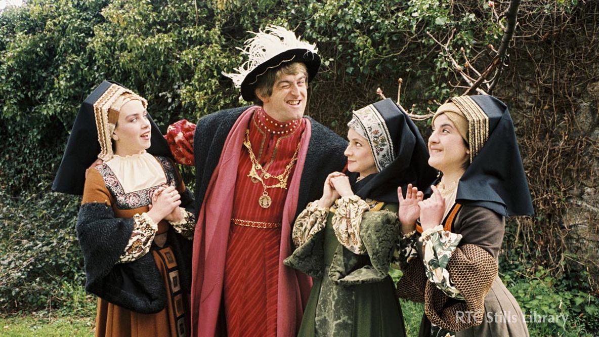 Dermot Morgan as King Henry VIII but who are his wives?