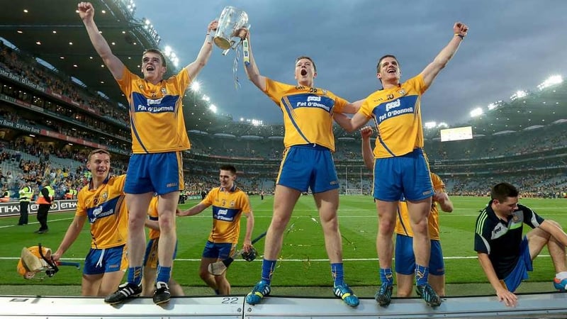 Clare's Tony Kelly, Aaron Cunningham and John Conlon celebrate