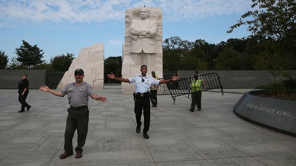US Park Police and park staff close the Martin Luther King monument in Washington