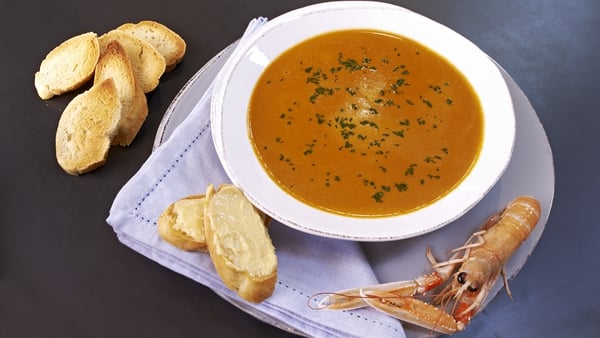 Prawn Bisque with Garlic Mayonnaise Croutons