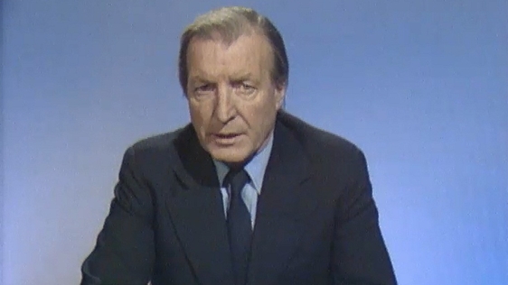 Charles J. Haughey delivering 'A Ministerial Broadcast by An Taoiseach' on 9 January 1980.