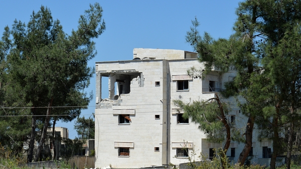A damaged building in Latakia