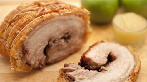 Kevin Dundon's Lemon-cured Pork Belly with Balsamic Gel and Broad Beans