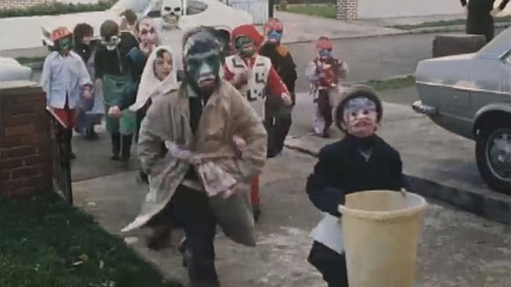 Children calling house to house at Halloween in Bray, 1977
