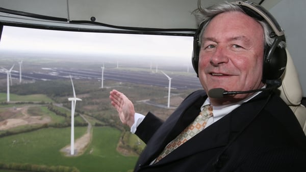Bord na Móna Chairman John Horgan flies over the site of the new 40MW wind farm development at Bruckana