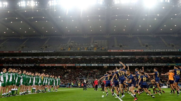 Ireland and Australia line up before the second Test at Croke Park last October