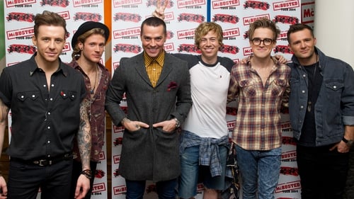 McFly's Danny Jones, Dougie Poynter and Matt Willis and James Bourne of Busted, Tom Fletcher and Harry Judd of McFly