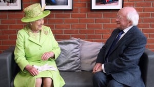 Queen Elizabeth met President Michael D Higgins during a visit to the Lyric Theatre in June 2012 in Belfast