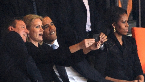 David Cameron and Barack Obama posed for the picture with Danish PM Helle Thorning-Schmidt