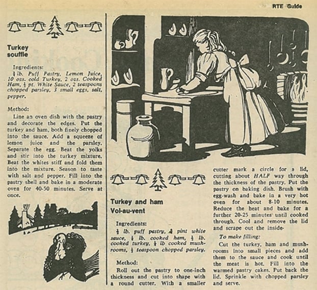 Recipes for Turkey Soufflé and Vol-au-Vents, RTÉ Guide, 28 November 1969