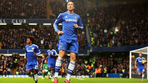 Fernando Torres celebrates a goal against Crystal Palace