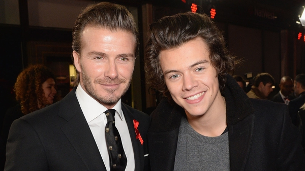David Beckham and Harry Styles at the Class of '92 premiere